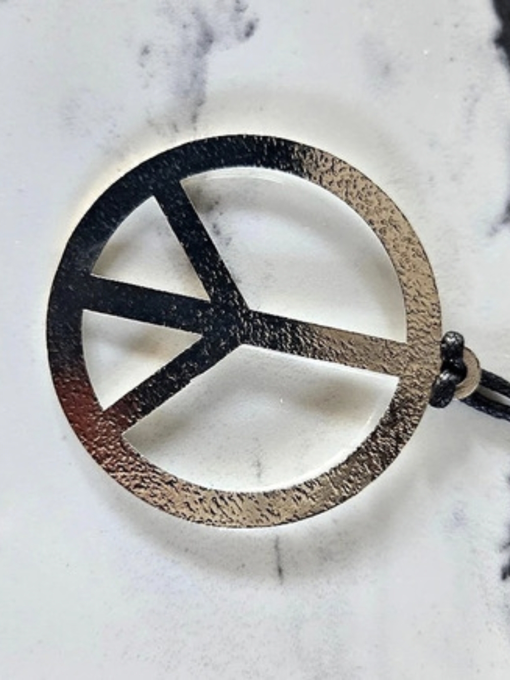 Peace Sign Pendant Necklace in Black & Gold - Picture 2 of 3